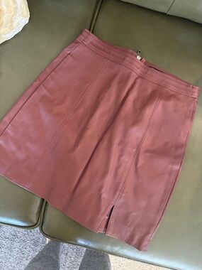 Women's Faux Leather Burgundy A-Line Skirt
